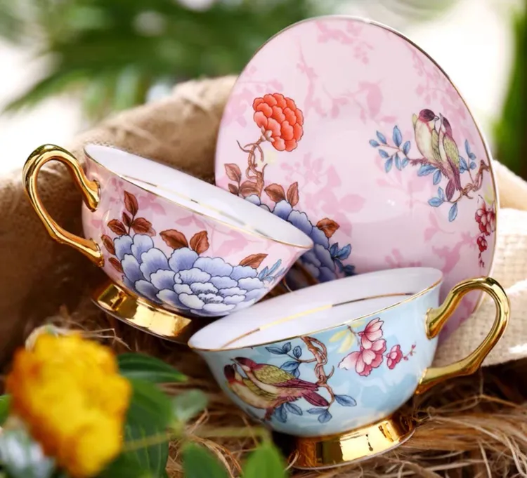 骨瓷咖啡杯轻奢金边精致 送勺子加礼盒