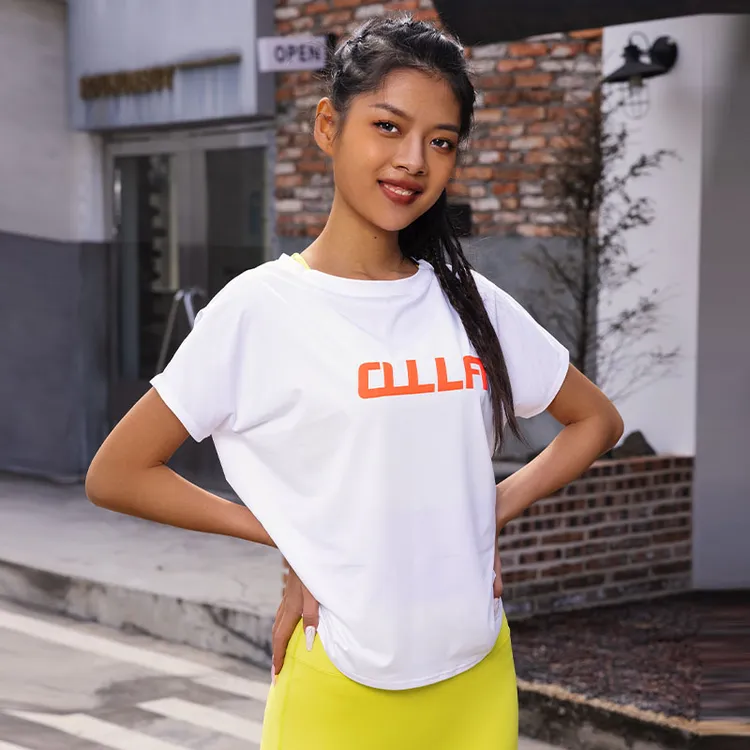 OULLA[现货]夏季新款透气防晒T恤女运动健身速干透气圆领纯色5165