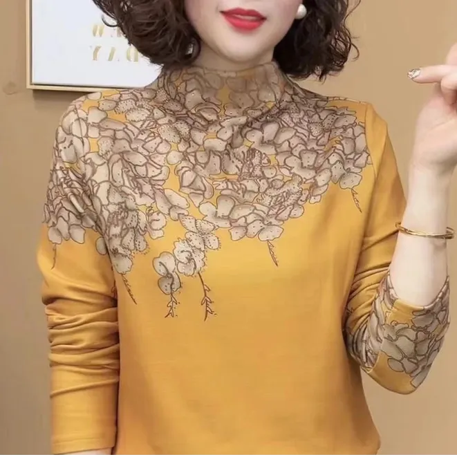 2024新品时尚冬季半高领长袖减龄长袖打底衫女士显瘦上衣#658