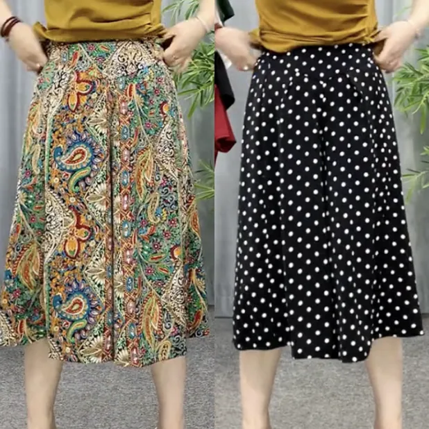 夏季新款中老年妈妈装轻薄百搭半身裙宽松大码凉爽透气裙裤