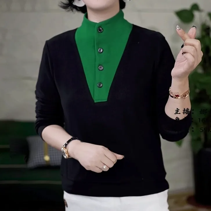 2024秋冬新款半高领小衫女时尚潮流韩版显瘦女士洋气加厚长袖上衣