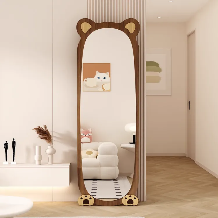全身镜落地镜女生卧室网红小熊穿衣镜服装店试衣镜家用壁挂试衣镜