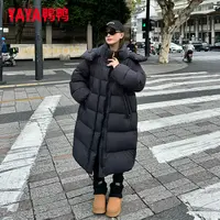 鸭鸭连帽女士保暖时尚长款加厚过膝冬季韩版羽绒服-TTSCPPNZ