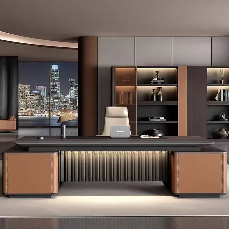 2024新款老板办公桌轻奢办公室桌子大气总裁桌领导大班台办公家具