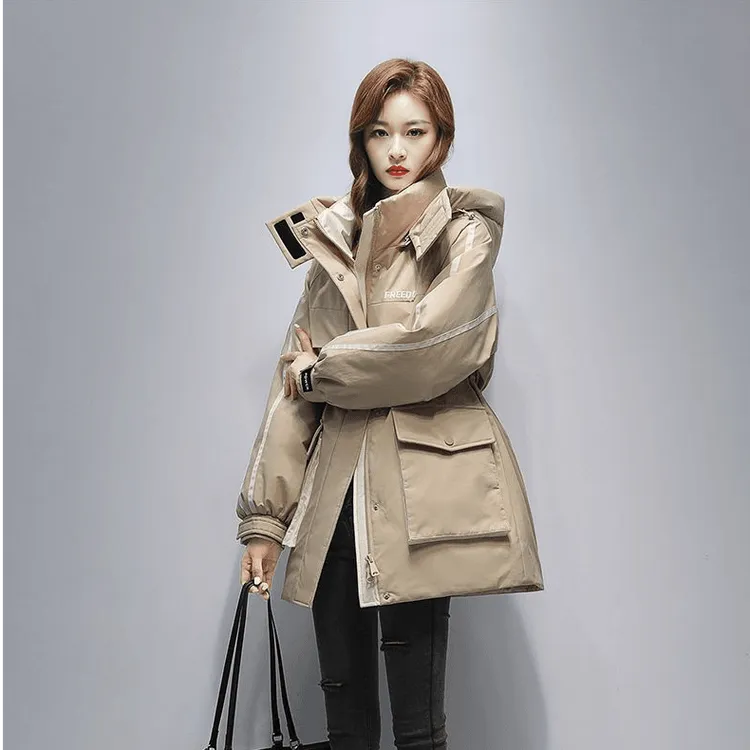 时尚气质派克羽绒棉服女中长款2025冬爆款韩版收腰显瘦棉衣女外套