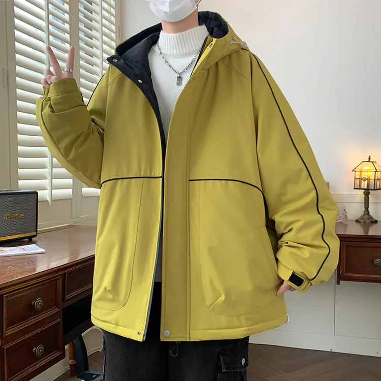 潮流潮牌宽松时尚连帽夹克港风加厚保暖防风青少年加肥加大码棉服