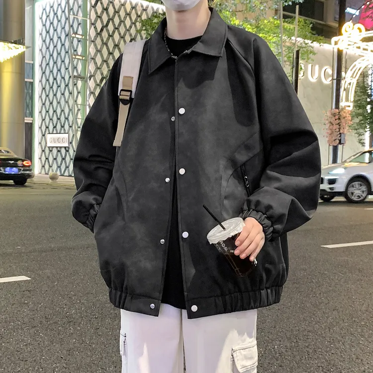 设计感皮衣夹克美式潮流时尚酷帅港风复古男百搭高街大码宽松上衣