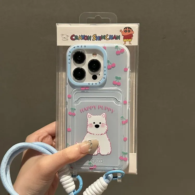 樱桃卡通西地高小狗适用苹果15Promax手机壳iPhone14小众13防摔12