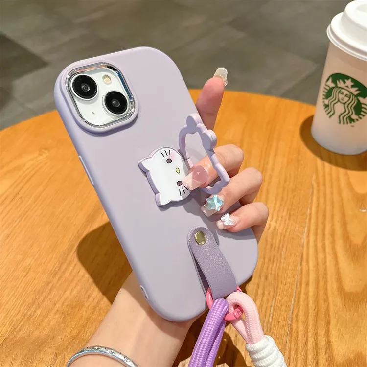 KT猫支架手绳适用iPhone13可爱苹果14网红15promax全包12女11XR
