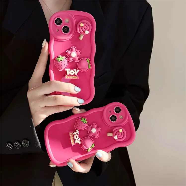 可爱立体草莓棒棒糖适用iphone14Promax苹果13Pro手机壳11/12女款