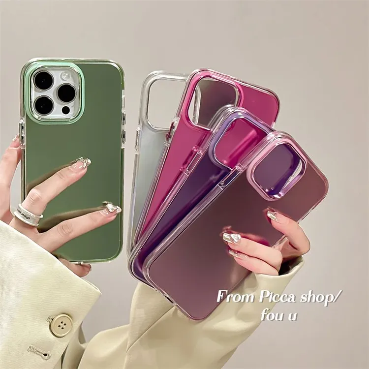 ins简约纯色磨砂电镀苹果15手机壳iphone14pro max小众13超火12女