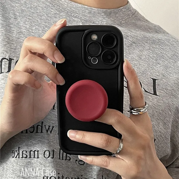 高级感黑色暗红支架iphone14promax苹果15手机壳11新款12硅胶13软