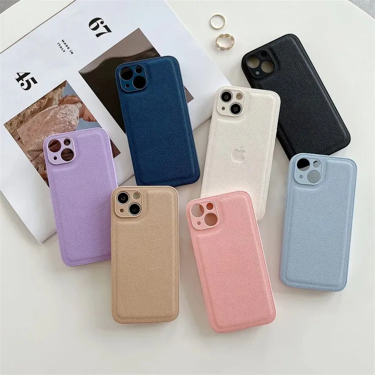 新款皮质纹iPhone14promax苹果13手机壳12纯色11软xr女xsmax防摔