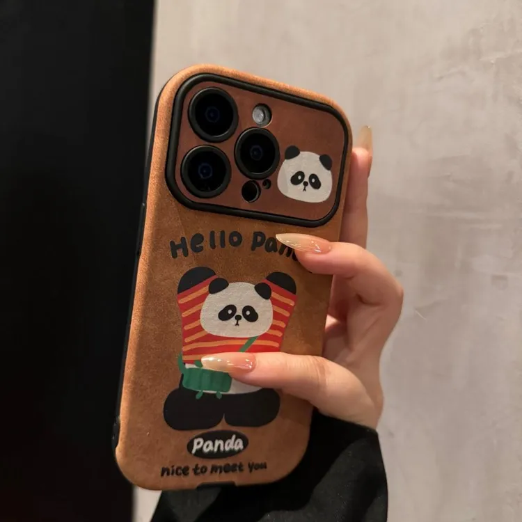 大视窗美拉德熊猫适用苹果16promax手机壳iPhone15小众14简约13女