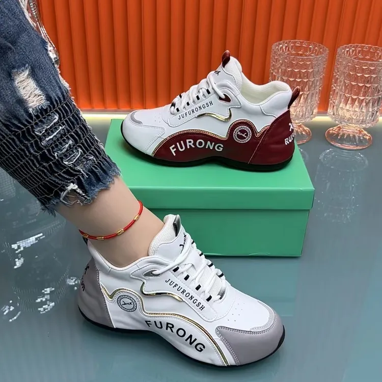 （皮面）休闲运动皮蓬老爹鞋百搭时尚户外运动跑步鞋真皮平底鞋6868