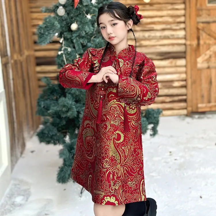 女童秋装国风旗袍裙秋季2024新款洋气大童女孩长裙改良汉服连衣裙
