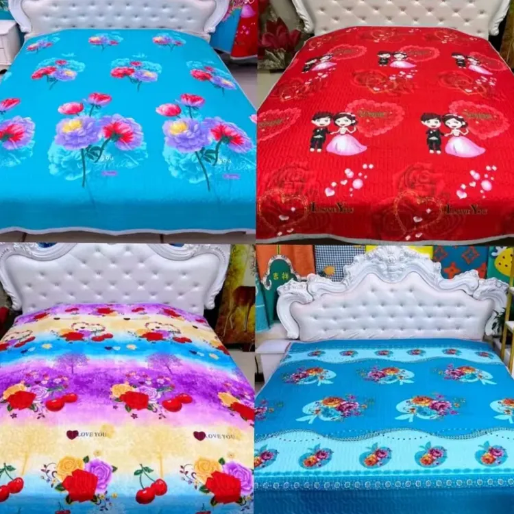 多种花型双人【床单】 【床盖】双面三层加厚夹棉绗缝大花大床