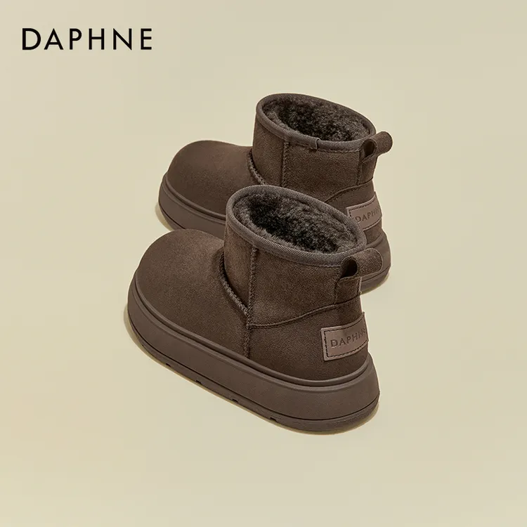达芙妮厚底雪地靴女款2025年春季新款百搭轻便舒适防滑棉鞋棉靴子