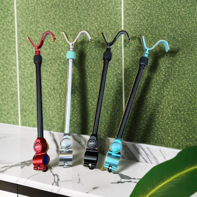 新款一键按压S型后挂天线铝合金材质包胶件自由定位杆架竿架渔具