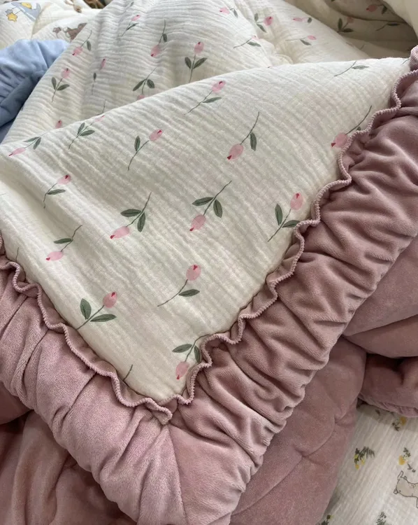 新品秋冬春秋被牛奶绒+全棉A类泡泡纱柔软透气