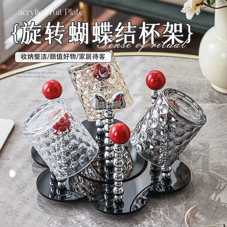 轻奢杯子收纳置物架创意家用沥水茶杯架桌面放水杯倒挂架杯架托盘