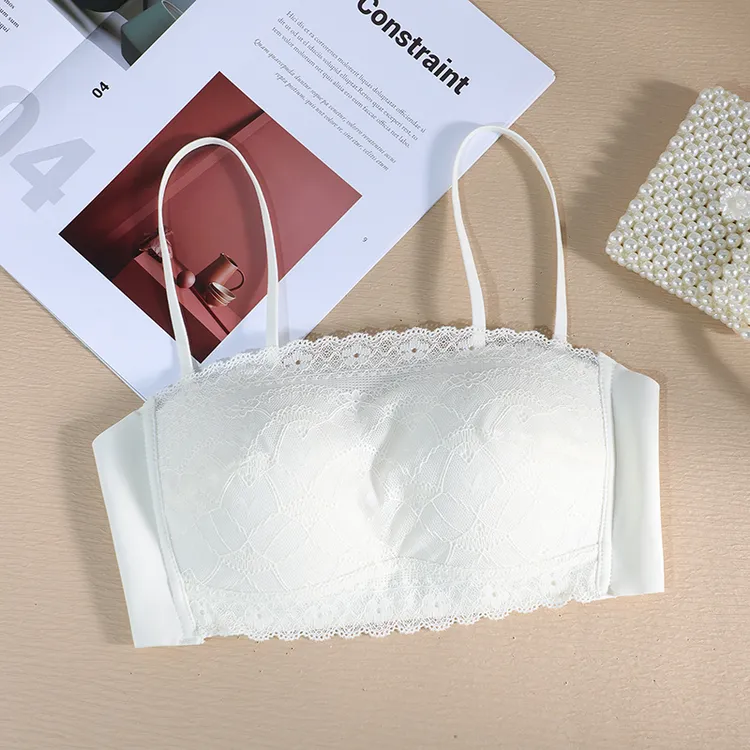 细肩带抹胸内衣女士夏季薄款白色裹胸防走光性感聚拢无钢圈文胸罩