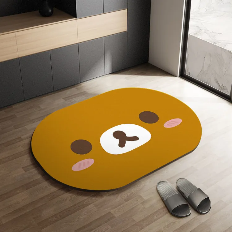 轻松熊硅藻泥地垫卫生间脚垫浴室浴缸吸水防滑厕所门口速干门垫