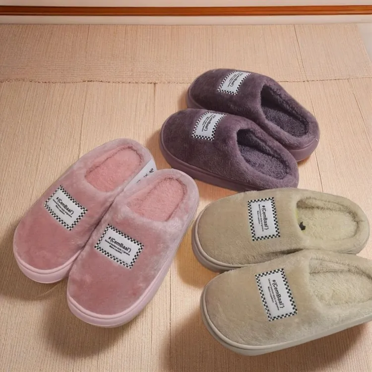男女加绒棉拖鞋2024新款秋冬季新款保暖厚底居家女棉拖防滑鞋底