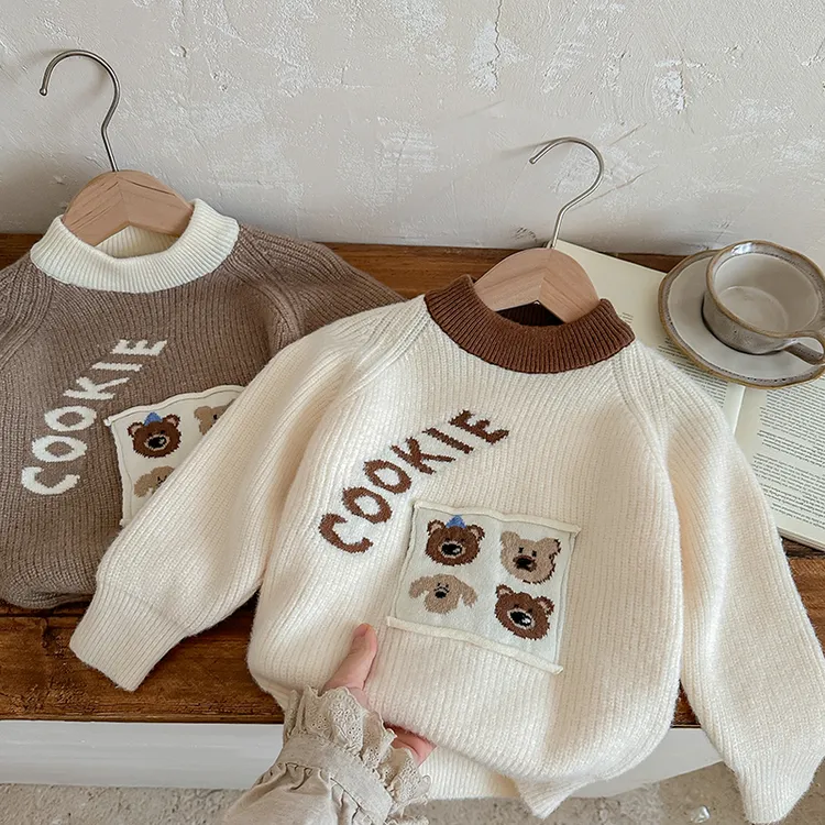 宝宝毛衣秋冬爆款2024儿童洋气卡通针织加厚加绒男童韩版圆领上衣