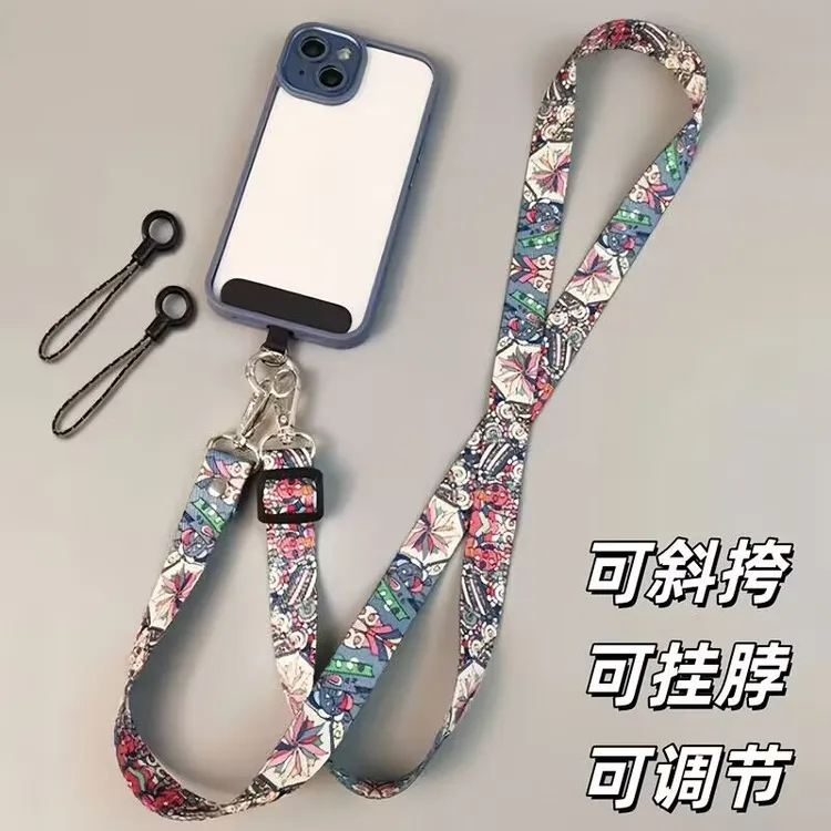 通用手机挂绳加长复古斜挎宽背带民族图腾花纹挂链可调节挂脖吊绳