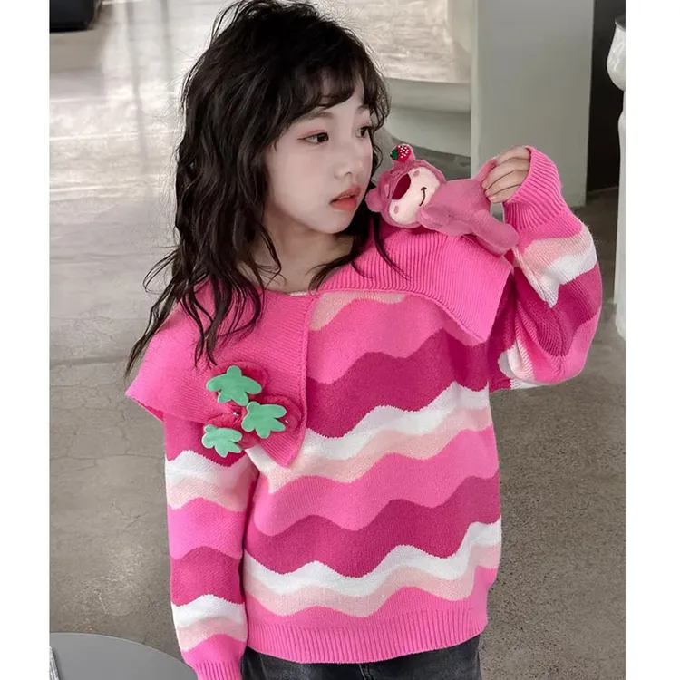 女童宝宝秋冬装2025新款春秋儿童加绒针织衫女孩加厚百搭毛衣上衣