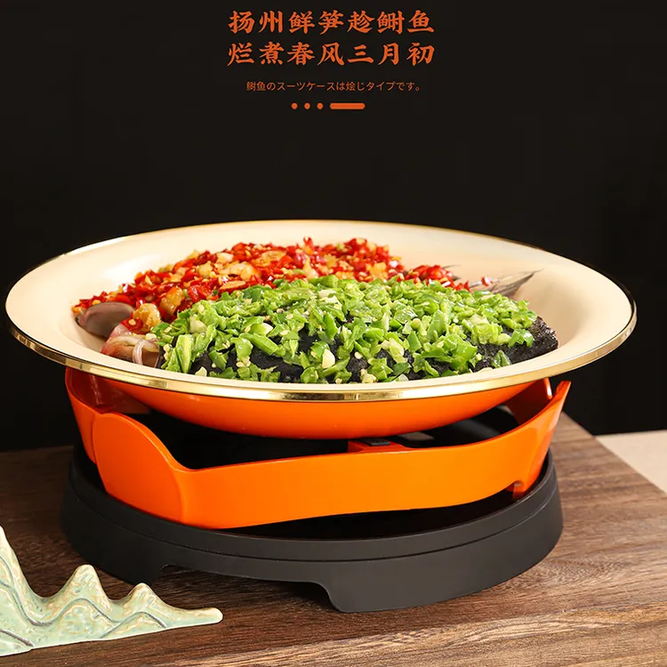 商用创意网红铝合金干锅牛蛙小龙虾锅酒精炉深浅海鲜盘不粘加热炉