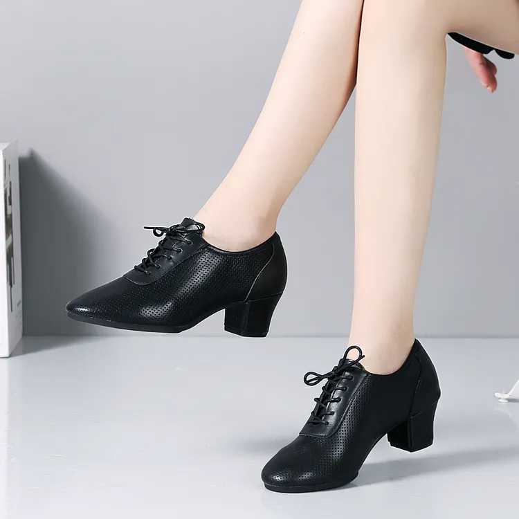 头层牛皮广场跳舞鞋吉特巴双人摩登交谊舞透气真皮女鞋教师鞋中跟