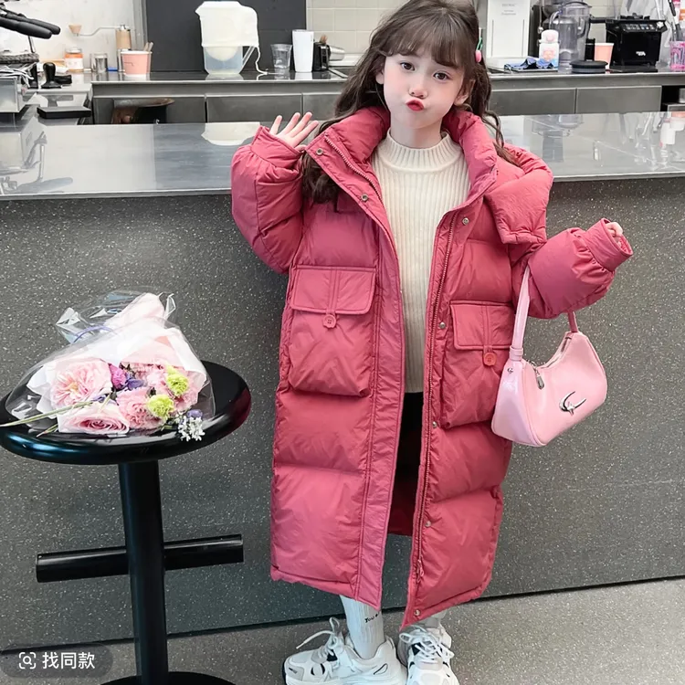 女童冬装中长款棉服2025新款洋气6-12岁15女孩冬季儿童棉袄外套