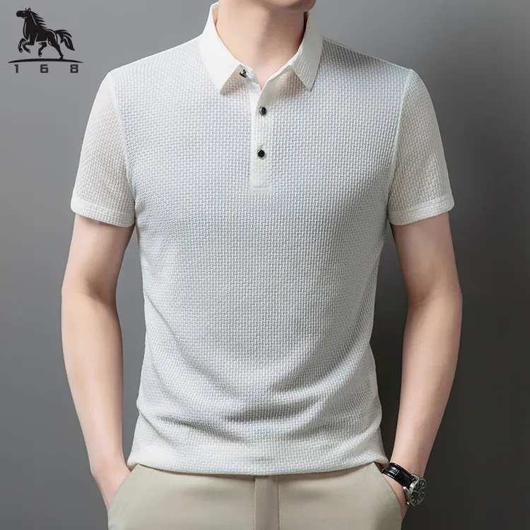 男士Polo衫短袖夏季新款薄款无痕冰丝透气polo衫休闲翻领半袖6173