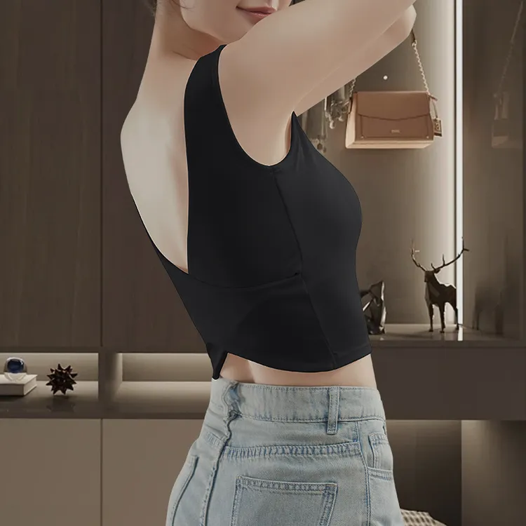 性感交叉美背聚拢外穿吊带背心内搭女春夏修身显瘦内衣文胸一体