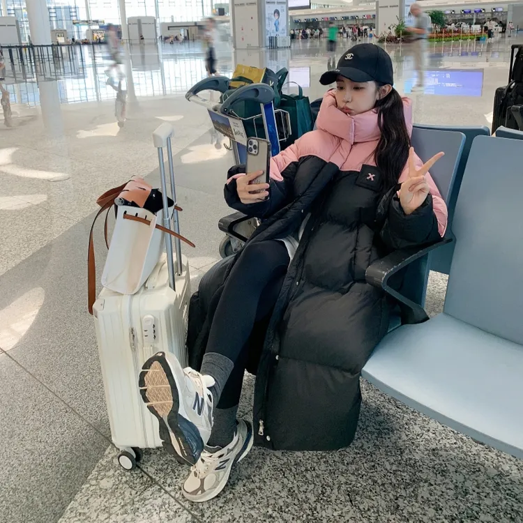 棉服女中长款2025冬装新款韩版宽松加厚棉袄中戏艺考学生过膝外套