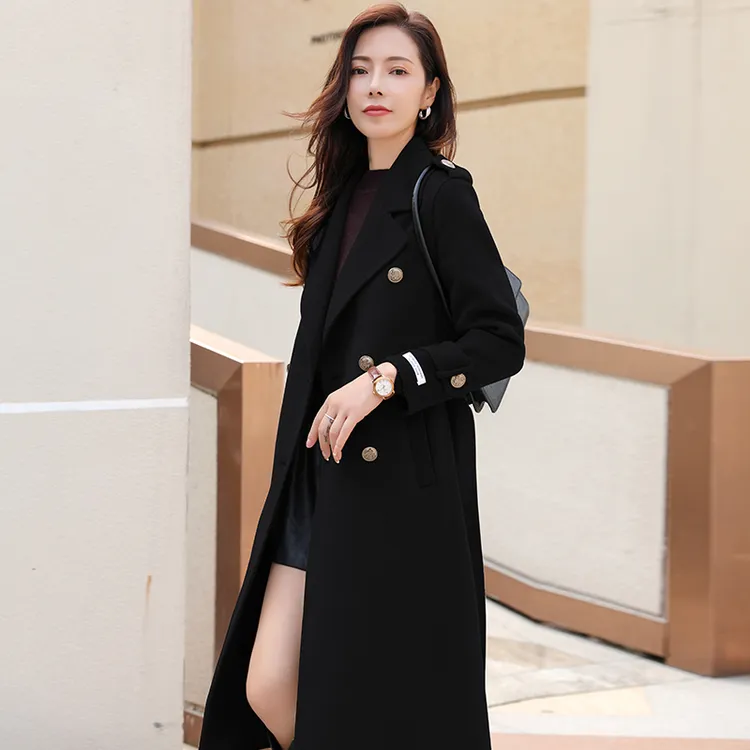 2025秋冬新款小个子修身显瘦高级感双面羊毛大衣中长款女毛呢外套