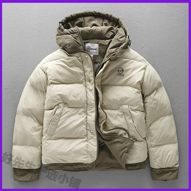 设计感刺绣假两件棉服男宽松休闲连帽面包服OV百搭棉衣外套潮