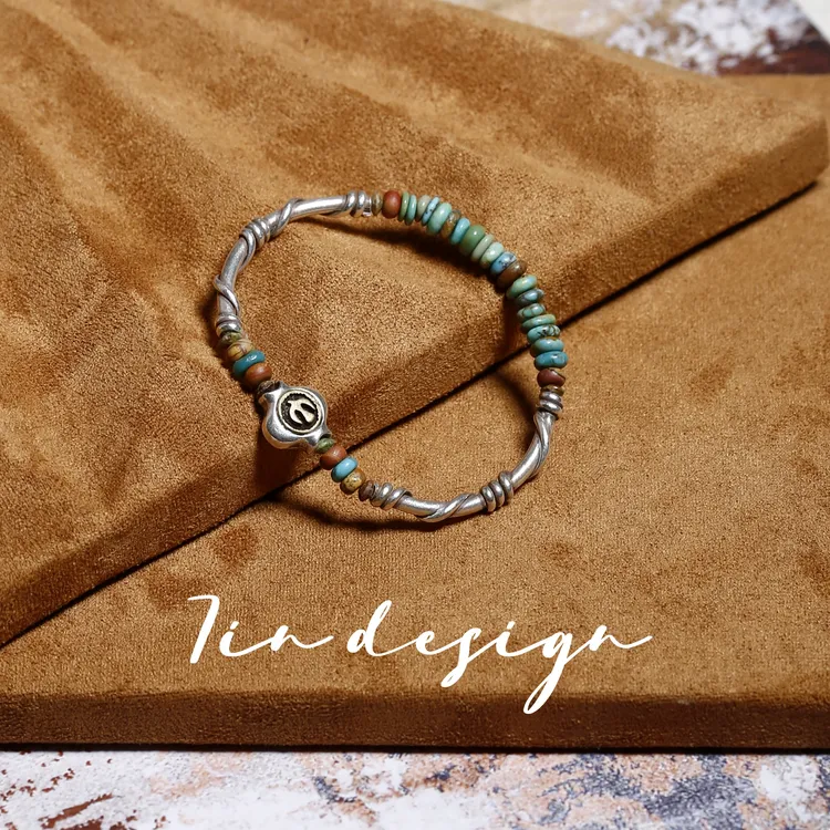 925银手链 7in【春辰】原创小众设计复古手作男女同款绿色百搭手串