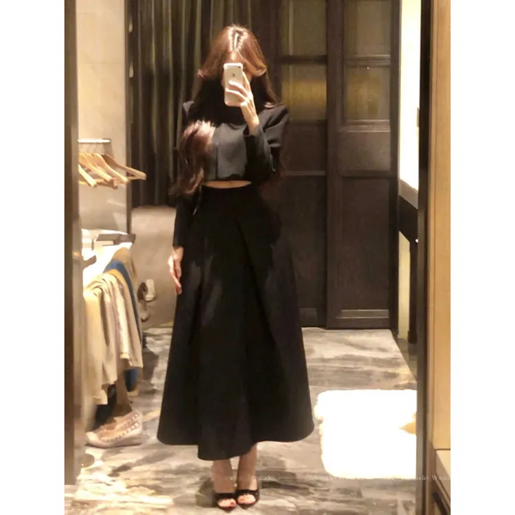 法式高级感优雅气质收腰显瘦套装2025秋季新款女装上衣半裙两件套