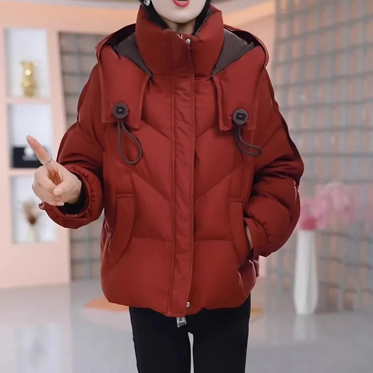 时尚妈妈休闲百搭防寒服短款2024冬季新款气质女士保暖加绒外套