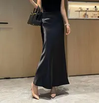 丝滑珠光缎面气质半身裙女高腰肌理感松紧腰百搭鱼尾长裙子669#