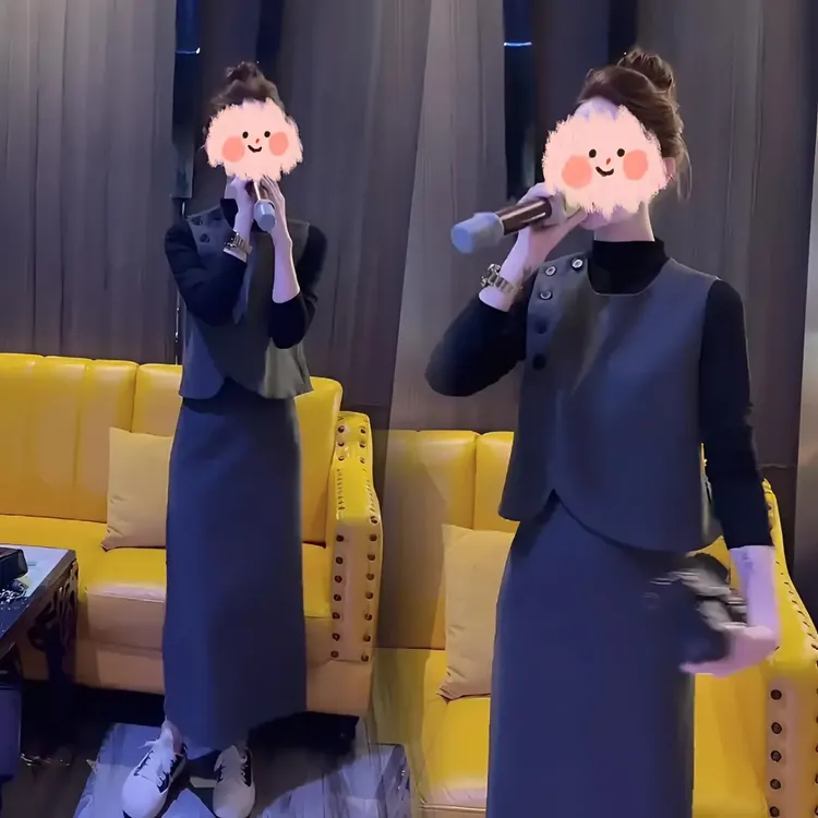 千金感气质名媛时尚套装女2025秋冬新款高级感马甲+打底衫+半身裙