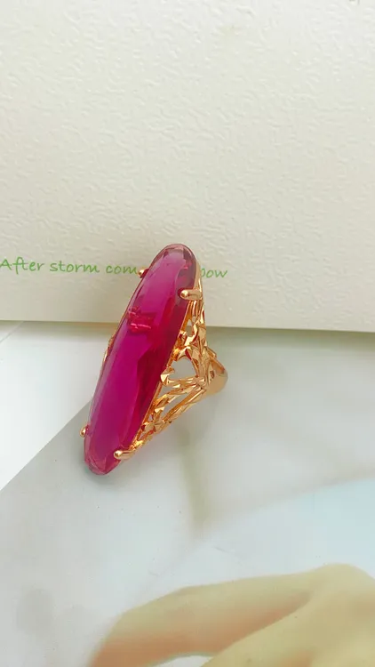 合金玻璃戒指 玫瑰金色戒指可以调节 妈妈款时尚洋气hanix uzuk