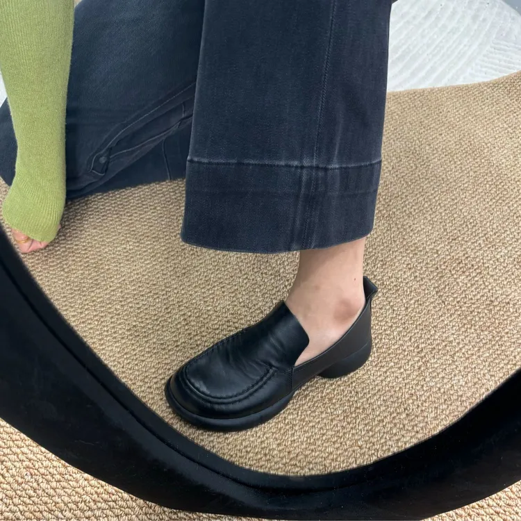 时尚百搭复古头层牛皮软底软面乐福鞋女豆豆鞋工作鞋平底单鞋