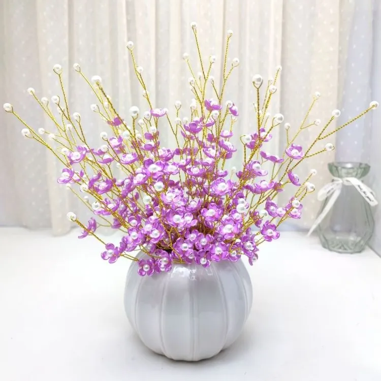 手工幸福花材料包手工串珠仿珍珠四叶花居家摆件幸福梅花手工编织