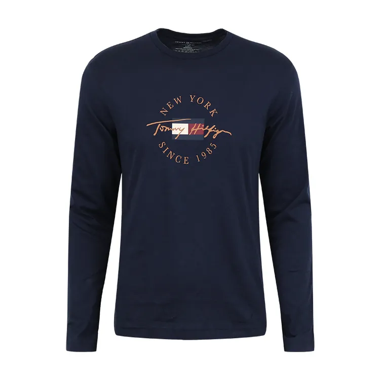 TOMMY HILFIGER汤米希尔费格男士春季长袖T恤薄款印花运动打底衫