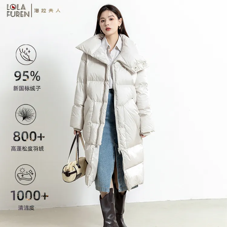 【洛拉夫人】95%白鸭绒 轻奢极寒系列羽绒服女极简过膝加厚冬外套