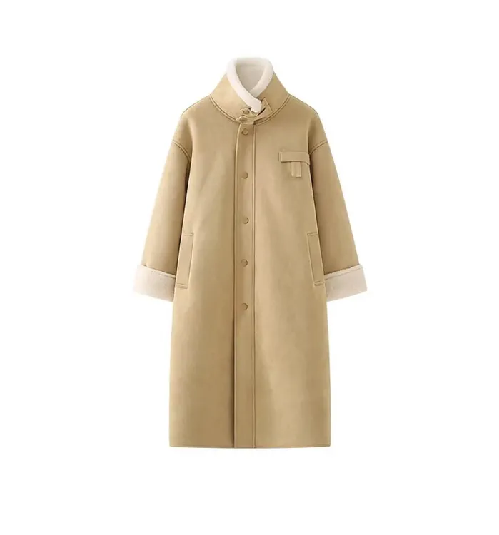 2024秋冬新款环保毛外套女机车服皮毛一体仿皮草长款保暖大衣